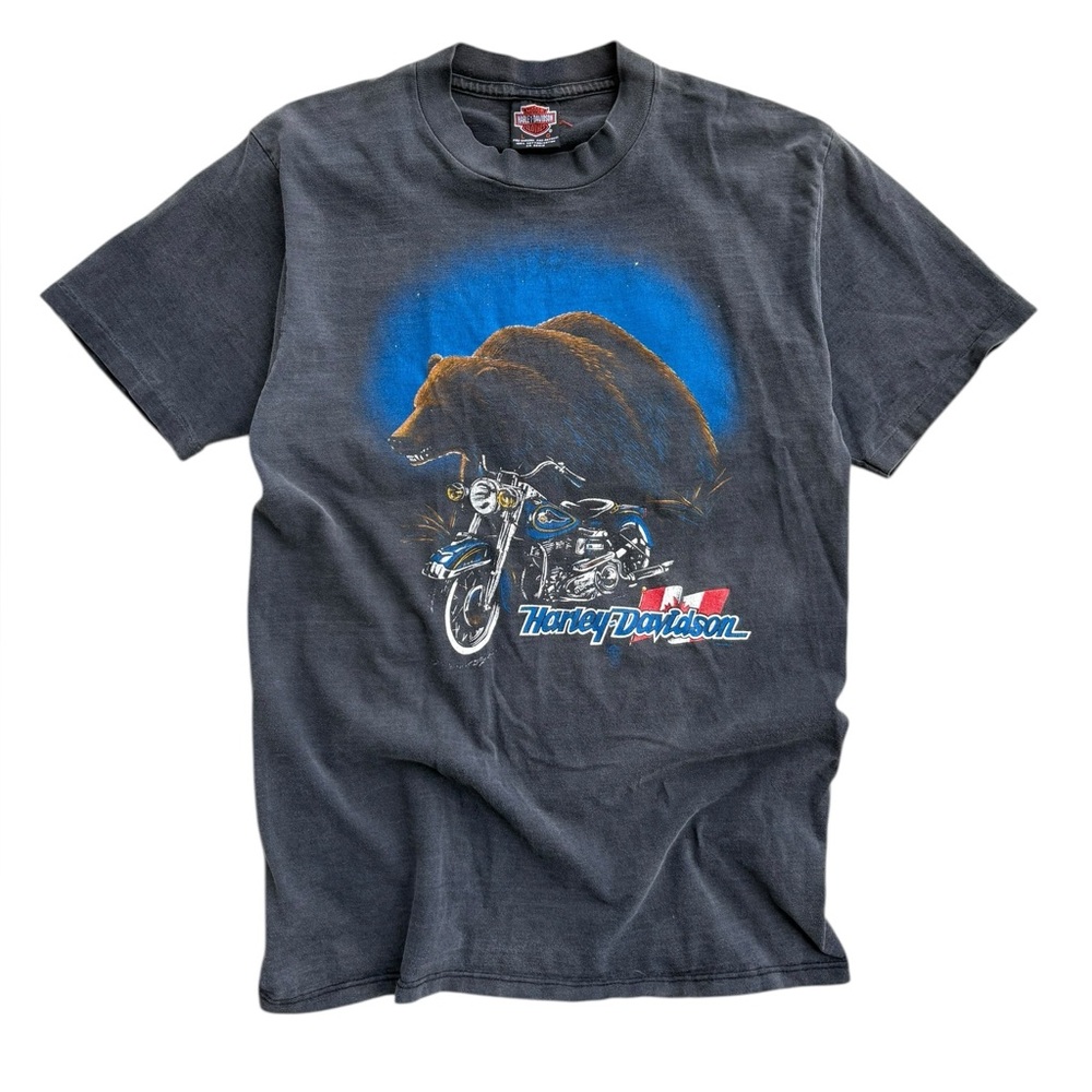 Vintage Harley-Davidson Black Bear Motorcycle T-Shirt - Black, Blue, Brown